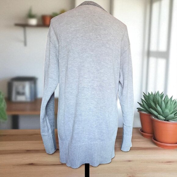 TOMMY HILFIGER ( L ) Two Tone Gray 3D Velvet "TOMMY" Pullover Cotton/Wool Blend - Picture 4 of 9